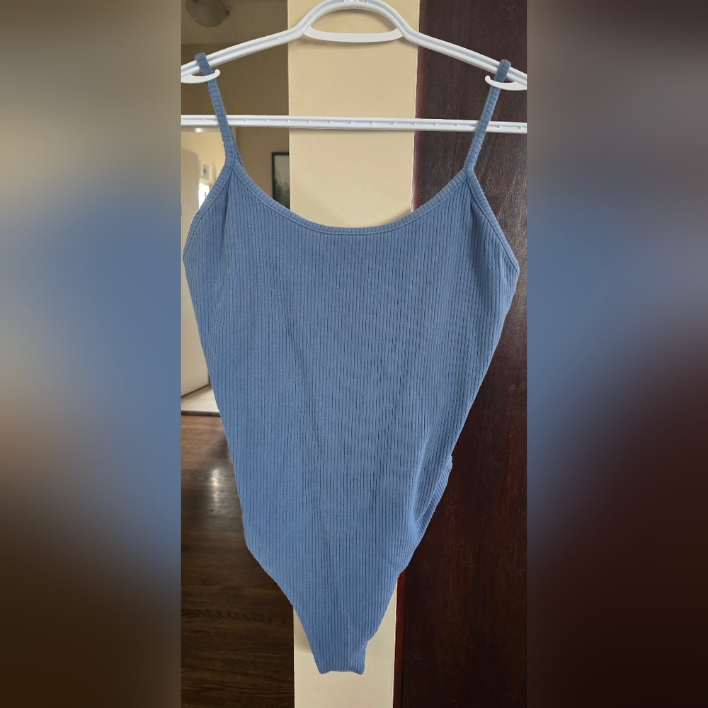 American Eagle Outfitters Navy Ribbed Bodysuit Low Back